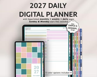 2027 Daily Weekly Monthly Digital Planner for GoodNotes: iPad & Android (PDF Download)