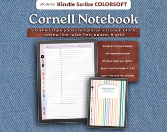 Cuaderno Cornell para Kindle Scribe Colorsoft: Plantilla para tomar notas (rayas, puntos y cuadrícula)