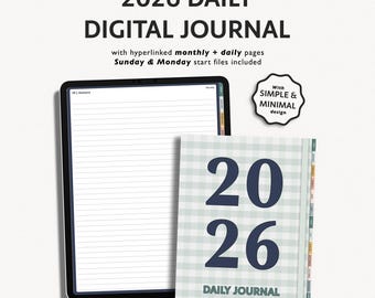 2026 Digital Daily Journal for iPad & Android - Hyperlinked Goodnotes Planner (PDF Download)
