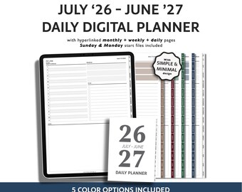 2026-2027 Daily Academic Planner for School Year: Minimalist Hourly Agenda for iPad