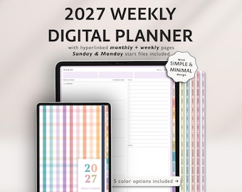 2027 Dated Digital Planner: Minimalist Weekly Agenda for GoodNotes, Penly (PDF Download)