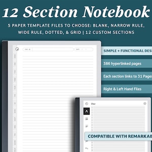 Digitales Notizbuch Kompatibel mit Remarkable, Notebook-Bundle, leeres Notizbuch mit gepunktetem Gitter, Notizbuch für E-Ink-Tablets