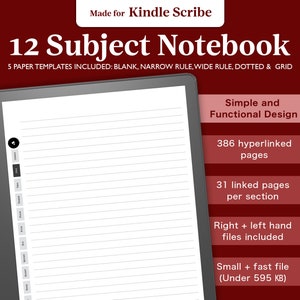 Notizbuch für Kindle Scribe, Notizbuch-Bundle, Blanko-Notizbuch Lined Dotted Grid Notizbuch, digitales Notizbuch für E Ink Tablets, PDF mit Hyperlink