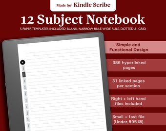 Kindle Scribe Notebook, Notebook Bundle, Blank Notebook Lined Dotted Grid Notebook, Digital Notebook for E Ink Tablets, Hyperlinked PDF