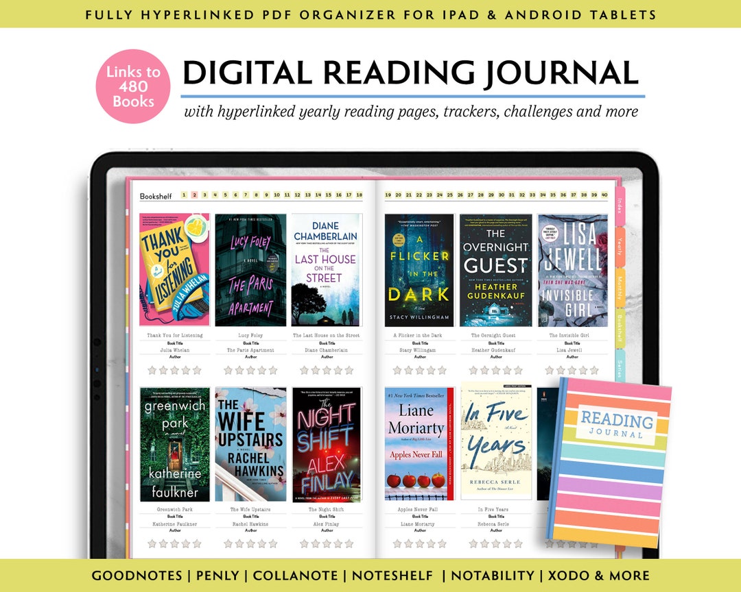 Digital Reading Journal: Book Review Planner for Goodnotes (652 Pages ...