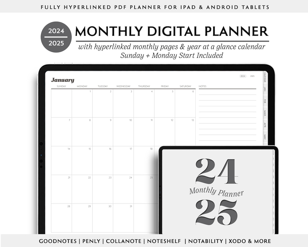 2025 2025 Minimalist Digital Planner, Two Year Monthly Digital Agenda