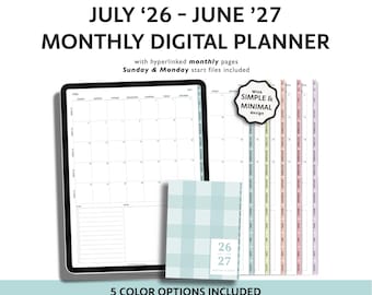 2026-2027 Digital Planner: Mid-Year Month Only Planner (GoodNotes Compatible)