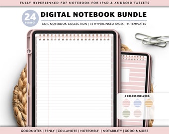 Digitales Notizbuch Bündel: 24 Motive, verknüpftes PDF (iPad & Android)