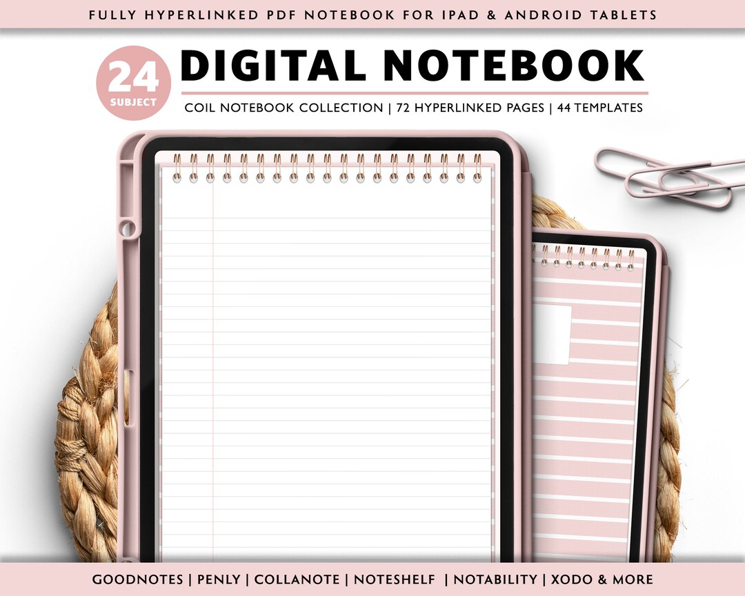 24 Subject Digital Notebook: Realistic iPad Android Notepad (PDF) - Etsy
