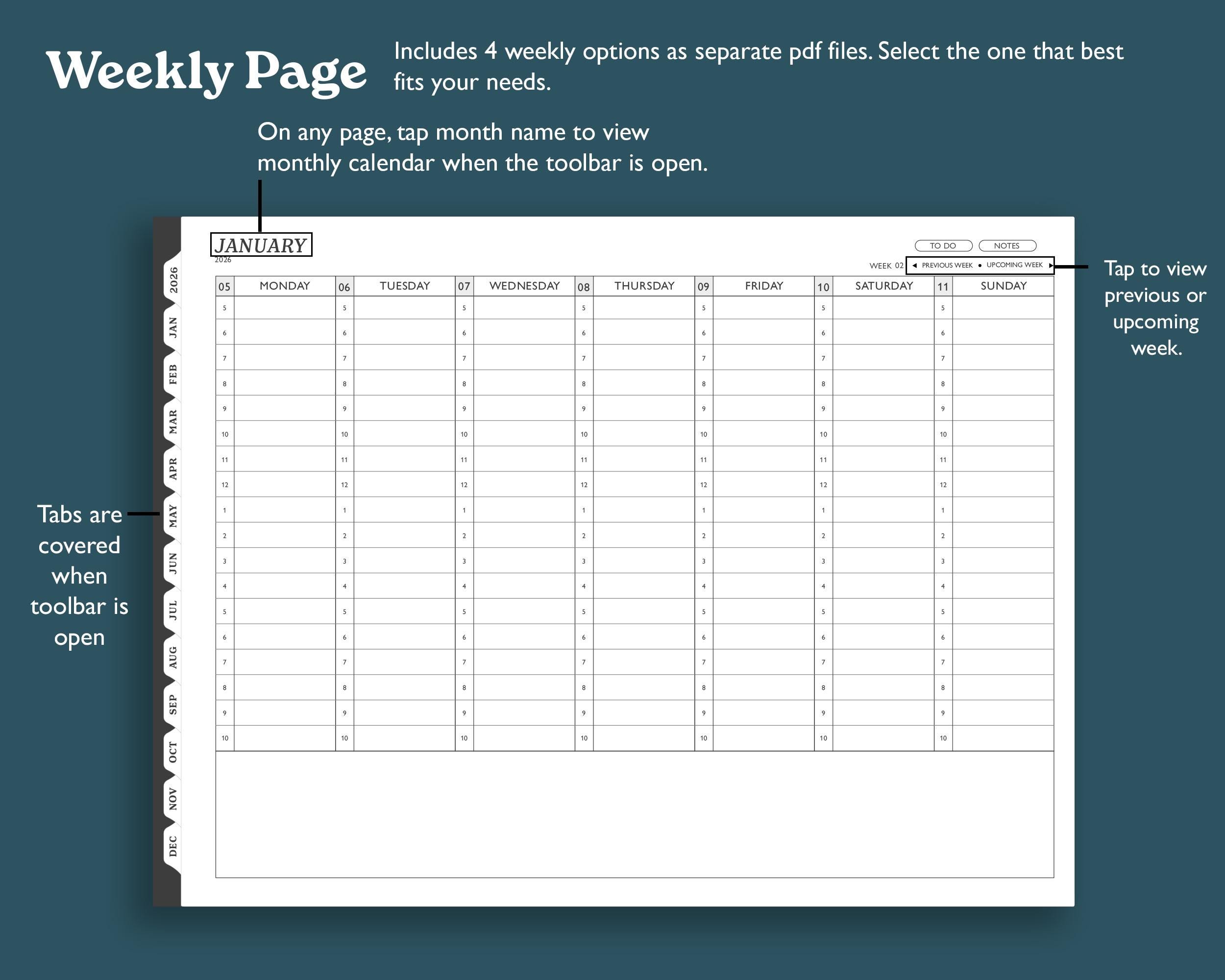 2026 Hourly Planner for Remarkable 2: Weekly Digital Agenda (PDF) - Etsy