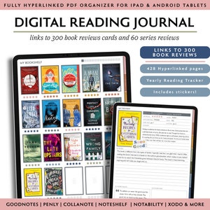 Dark Digital Reading Journal for Book Lovers: Interactive Planner for  Goodnotes Ipad, Book & Series Tracker, Reading Challenge, Daily Log 