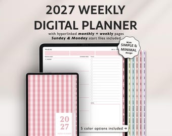 2027 Dated Monthly Weekly Digital Planner: Minimalist Agenda for GoodNotes, Noteshelf (PDF Download)
