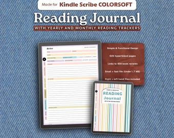 Reading Review Journal For Kindle Scribe Colorsoft: Book Journal Template Hyperlinked PDF (Digital Download)