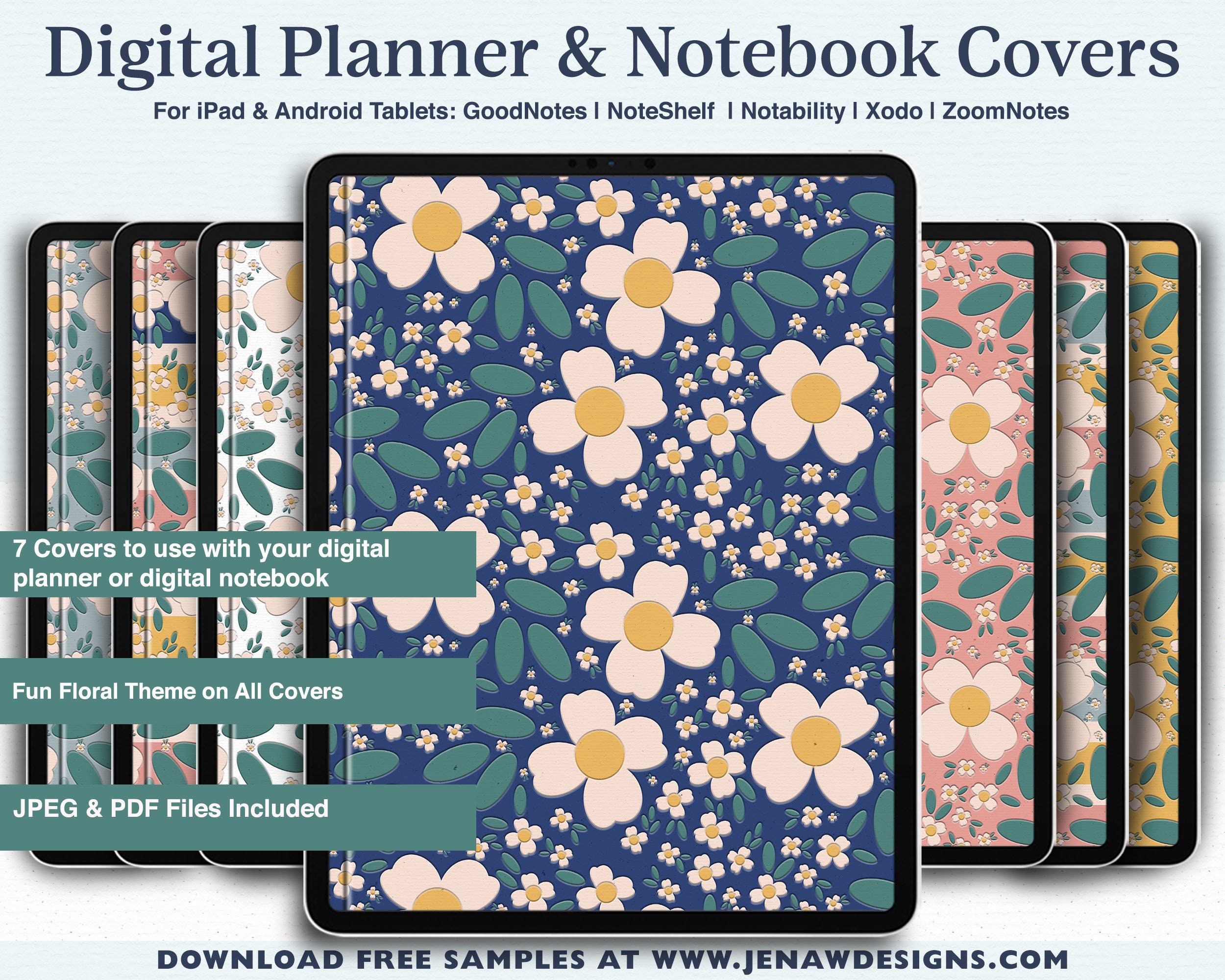 7 Digital Planner Covers Digital Notebook Cover Goodnotes Etsy