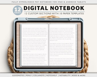 Baby Blue Digital Notebook: 12-Subject Hyperlinked PDF (iPad/Android)