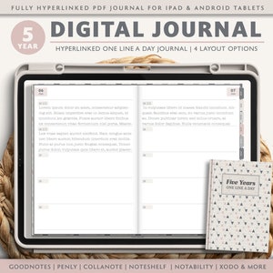 5 Year Daily Digital Journal, Realistic Landscape Journal, 365 Daily Diary, Hyperlinked PDF, iPad and Android, GoodNotes Journal,