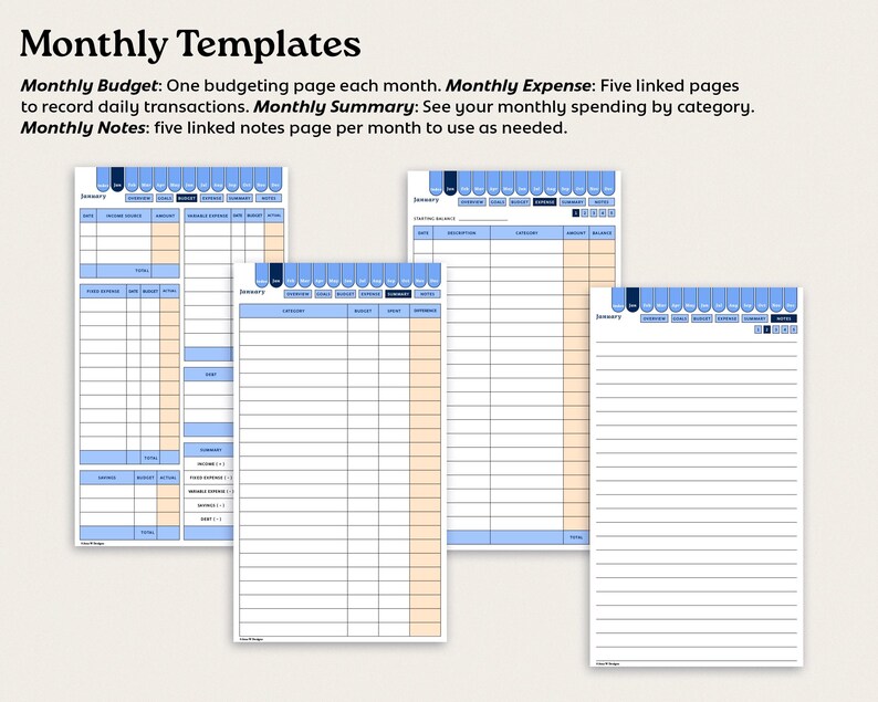 Budget Planner for Remarkable Paper Pro Move: Hyperlinked Monthly ...