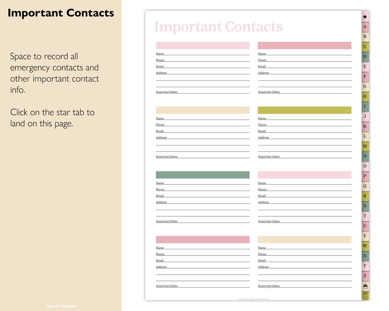 Digital Contact Book for Goodnotes AZ Digital Address Book Etsy