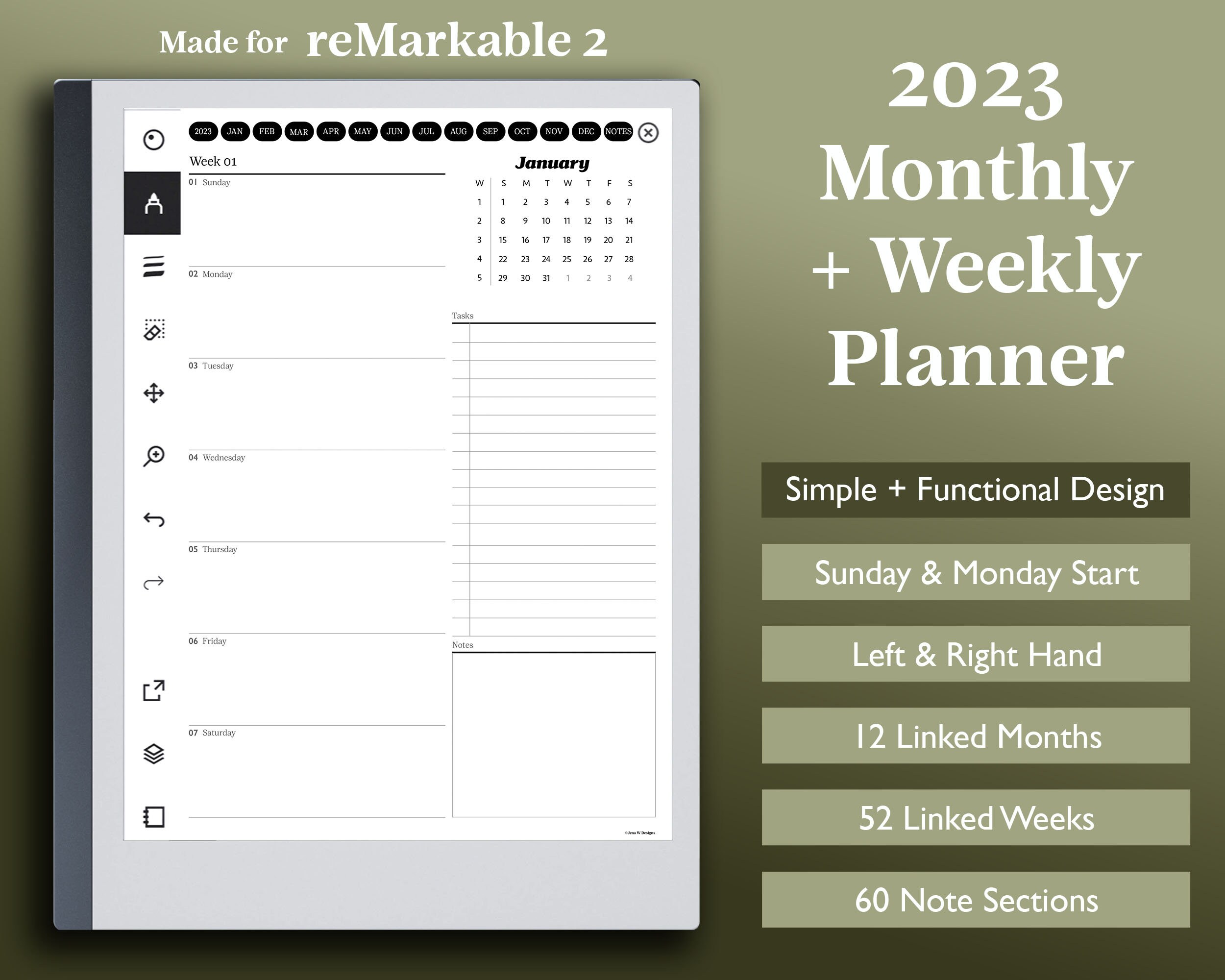 2023 Remarkable 2 Planner 2023 Digital Planner for Remarkable Etsy