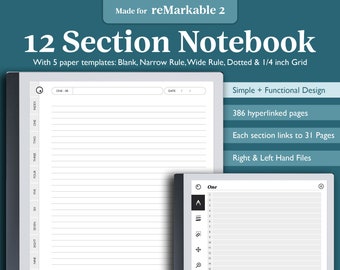 reMarkable Notizbuch, Notizbuch Bundle, Blanko Notizbuch Lined Dotted Grid Notizbuch, Digitales Notizbuch für E Ink Tablets, Hyperlinked PDF