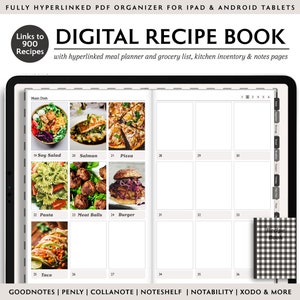 Digital Cook Book, Digital Recipe Book for GoodNotes, Landscape Recipe Journal, Digital Recipe Planner iPad, Digital Meal Planner, Realistic