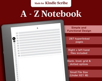 A-Z Hyperlinked Notebook For Kindle Scribe: Address Contact Book (Digital Download)