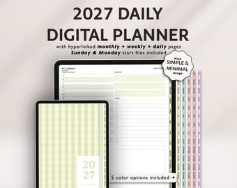 2027 Daily Weekly Monthly Digital Agenda for GoodNotes: iPad & Android Diary (PDF Download)