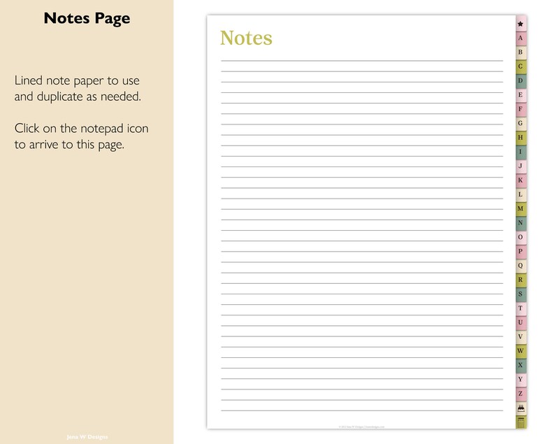 Digital Contact Book for Goodnotes AZ Digital Address Book Etsy