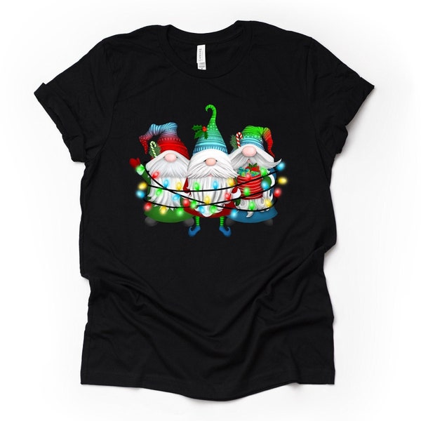 Christmas Gnomes in Lights T-Shirt, Holiday Tee