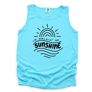 Summer Tank Top, Super Cute I&#39;m Walking on Sunshine, Summer Sun Tank, Howdy Design, Garment Dyed Comfort Colors unisex tank top, 3x tank