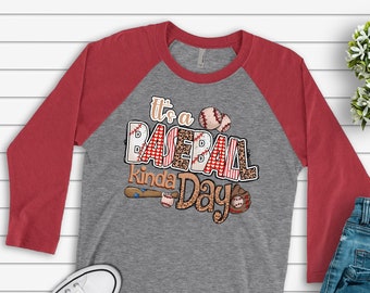 Baseball Raglan, It's A Baseball Kind of Day Raglan, Baseball Fan, Love Baseball Design, premium Raglan 3/4 sleeve shirt, plus size, 2X, 3X