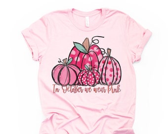Pink Pumpkin Breast Cancer Awareness Shirt - Bella Canvas Unisex Tee