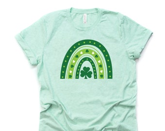 St Patrick's Day Tee: Retro Rainbow Shamrock Design