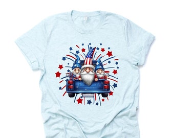 Patriotic Gnomes Tee: July 4th Truck Design - Unisex Bella Canvas Shirt