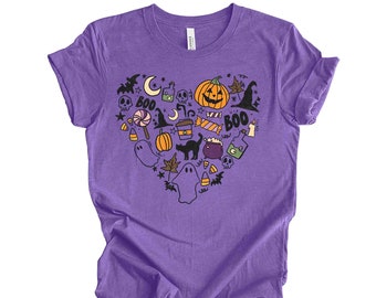 T-shirt unisexe Halloween Heart Icons, disponible en grande taille