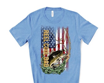 T-shirt papa cool, design drapeau papa pêcheur, cadeau patriotique