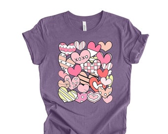 Boho Hearts Collage Valentine's Day Tee, Unisex Shirt