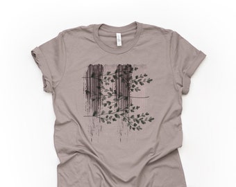 Unique one of a kind Modern Brush Stroke with Flowers Design on premium Bella + Canvas unisex shirt, 3 color choices, plus sizes available