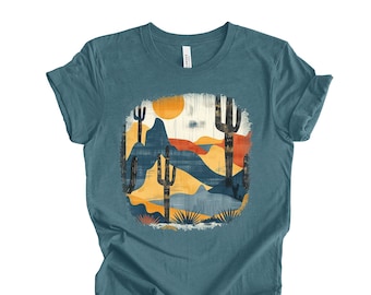 Cactus Sunset Tee: Desert Scene Bella + Canvas Unisex Shirt