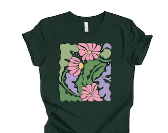 Abstract Floral Tee: Boho Bella + Canvas Unisex Shirt