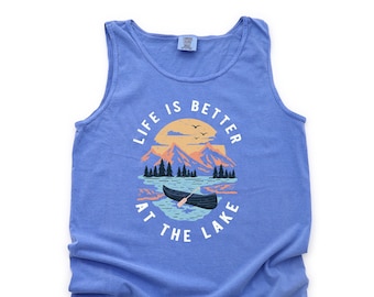 Lake Life Tank Top: Garment Dyed Comfort Colors Boating Shirt