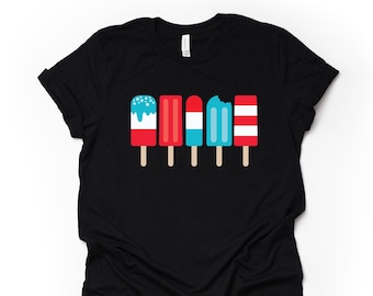 Patriotic Popsicles Bella + Canvas Tee: Red, White, and Blue