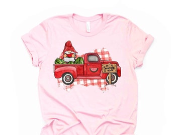 T-shirt gnome pastèque : design estival de camion rouge