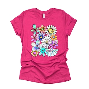 Spring Flowers, Beautiful Collage of Colorful Daisies, Daisy Design, premium unisex shirt, 3 color choices, 3x flowers, 4x flowers, spring