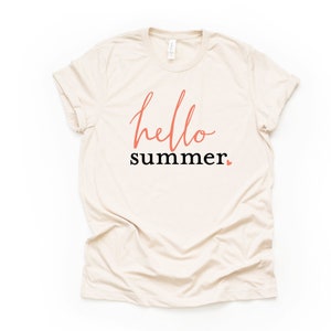 Summer Tee, Simple Text Hello Summer, Super Simple Summer Design on premium unisex shirt, 3 color choices, 2X, 3X, 4X, plus sizes available