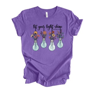 Christian Tee: Let Your Light Shine, Floral Light Bulbs Design