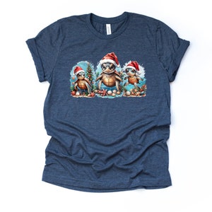 Christmas Sea Turtle Santa Hat Tee, Unisex Holiday Shirt