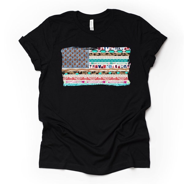 Rustic Flag Tee: Southern Chic Patriotic Bella Canvas Shirt