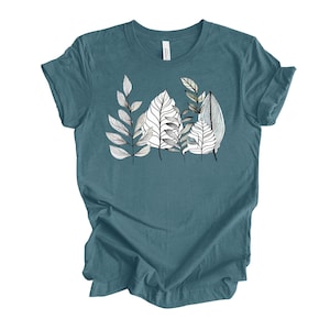 Natural Leaves Tee, Unique Nature with Leaves in a Row Design on premium Bella + Canvas unisex shirt, 4 color choices, plus sizes available