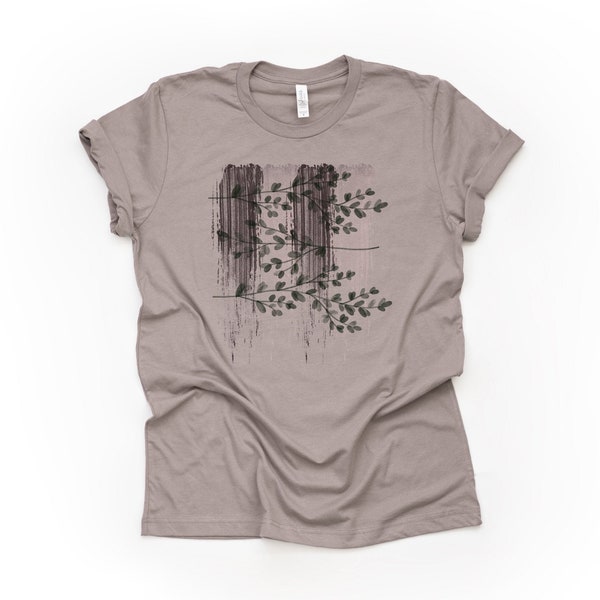 Unique one of a kind Modern Brush Stroke with Flowers Design on premium Bella + Canvas unisex shirt, 3 color choices, plus sizes available